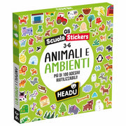 Gioco Educativo Scuola Stickers Animali e Ambienti 130 Adesivi 3-6 Anni Headu