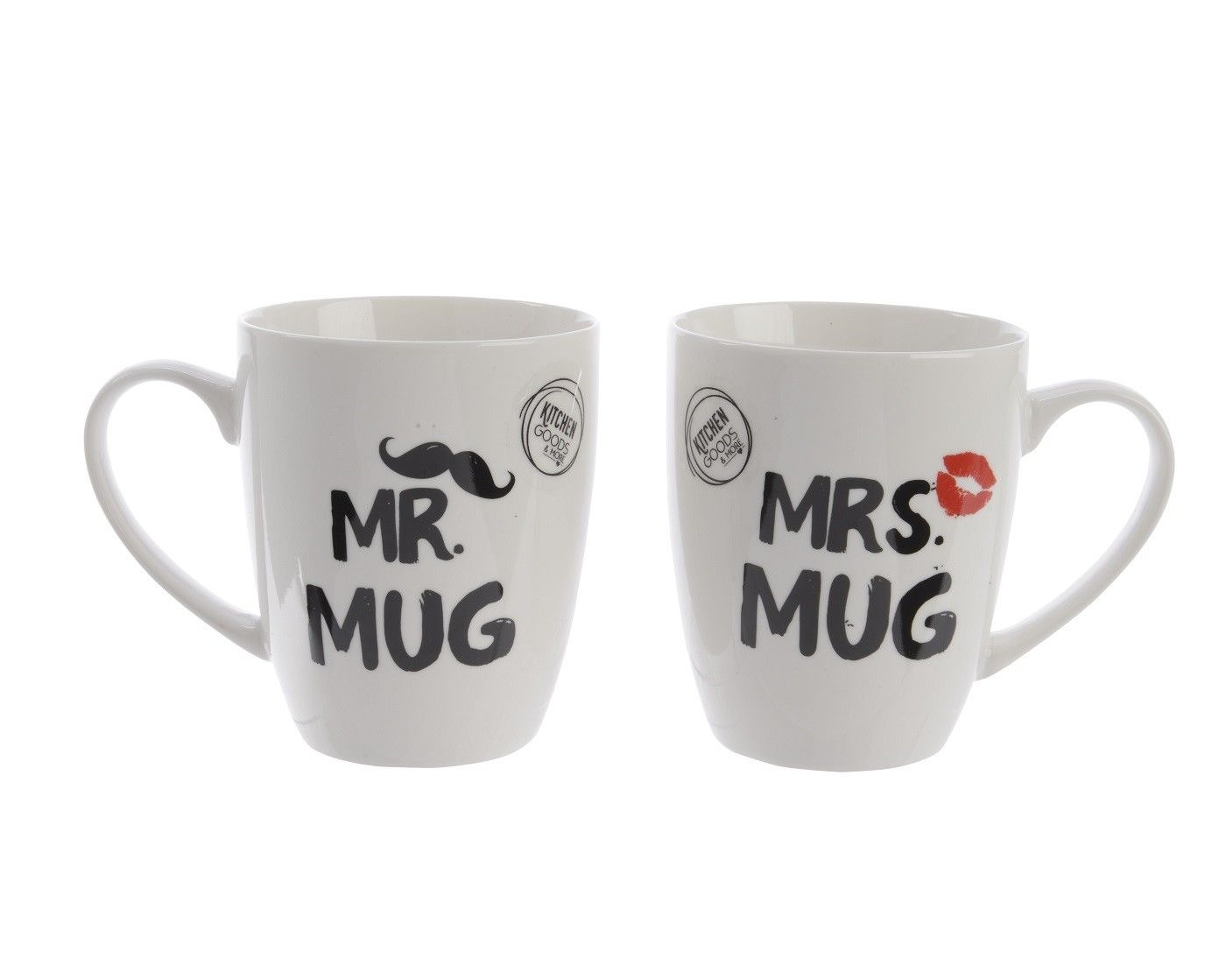 OFFERTA 2 MUG CERAMICA MRS/MR 8.5X11.5X10.5 CM BIANCA