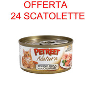 OFFERTA 24 SCATOLETTE CIBO GATTO ADULTO NATURA TONNO ROSA/CALAMARI 70GR