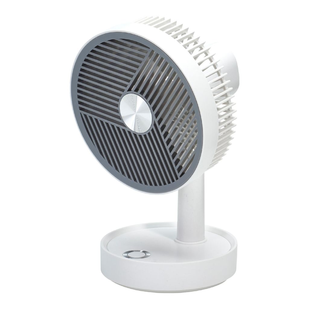 Ventilatore da tavolo ricaricabile USB 13x13x22 cm Grigio e Bianco