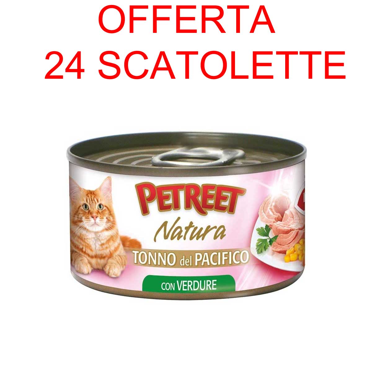 OFFERTA 24 SCATOLETTE CIBO UMIDO GATTO NATURA TONNO DEL PACIFICO/VERDURE 70GR