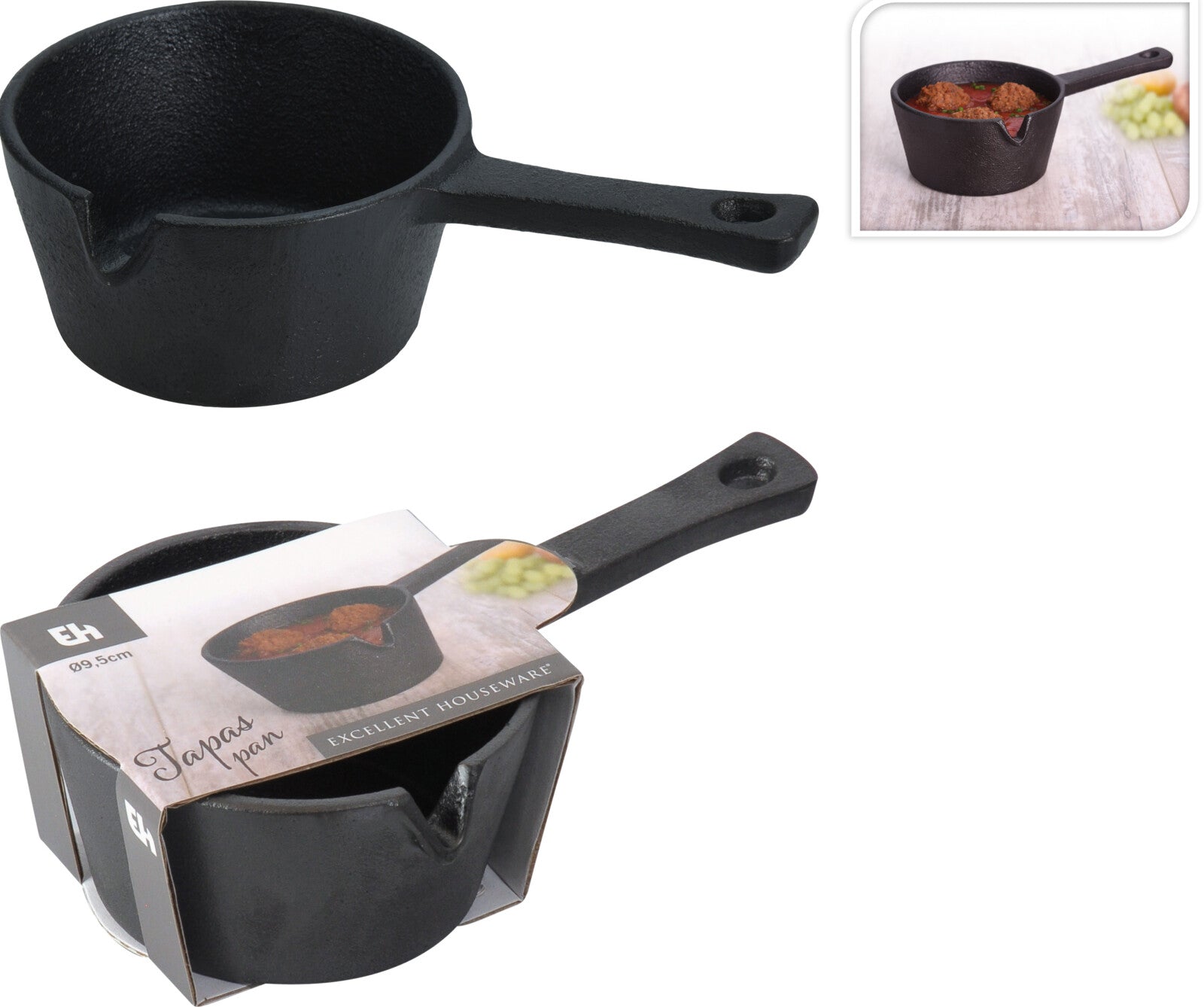 PENTOLA IN GHISA CON MANICO 180ML 9X5CM