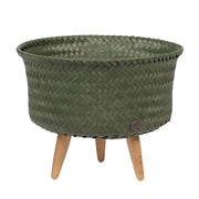 CESTINO ROTONDO C/PIEDI "UP LOW" VERDE CACCIA