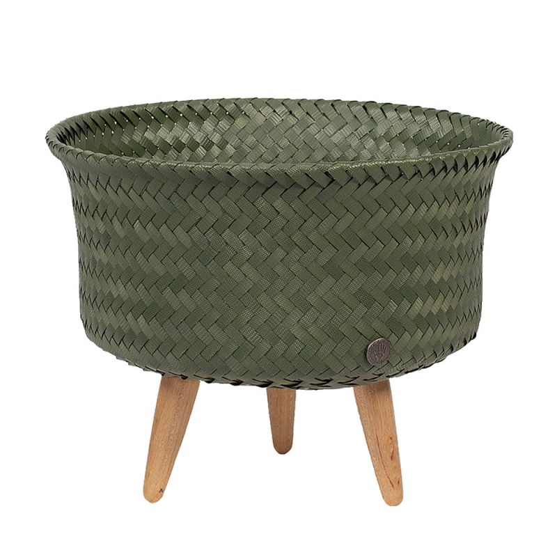 CESTINO ROTONDO C/PIEDI "UP LOW" VERDE CACCIA