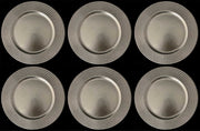 6 SOTTOPIATTI CIRCOLARI EFFETTO BORCHIE ARGENTO 33CM
