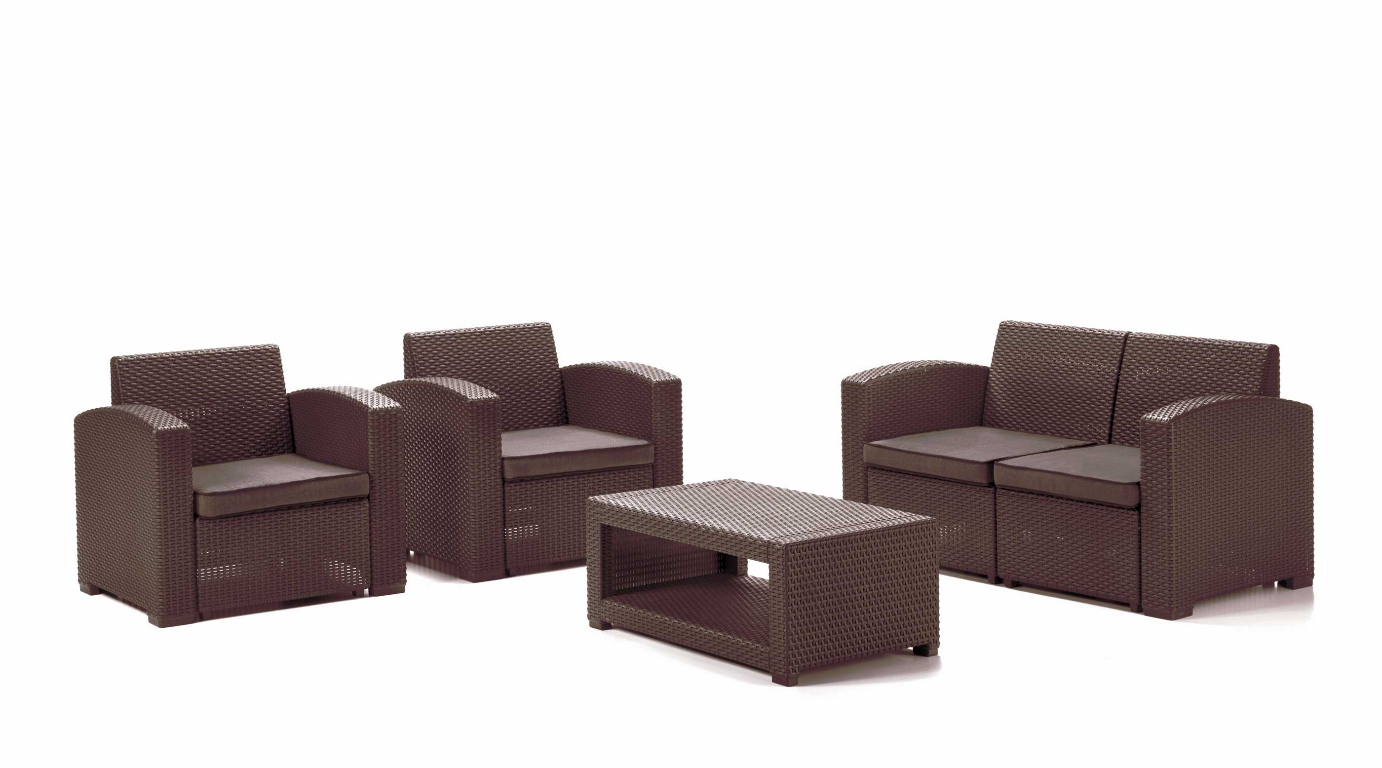 SALOTTO DA GIARDINO IN POLYRATTAN LAS VEGAS CON CUSCINI