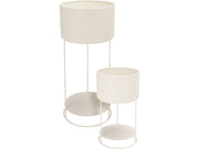 Lot de 2 pots de fleurs en métal beige mat