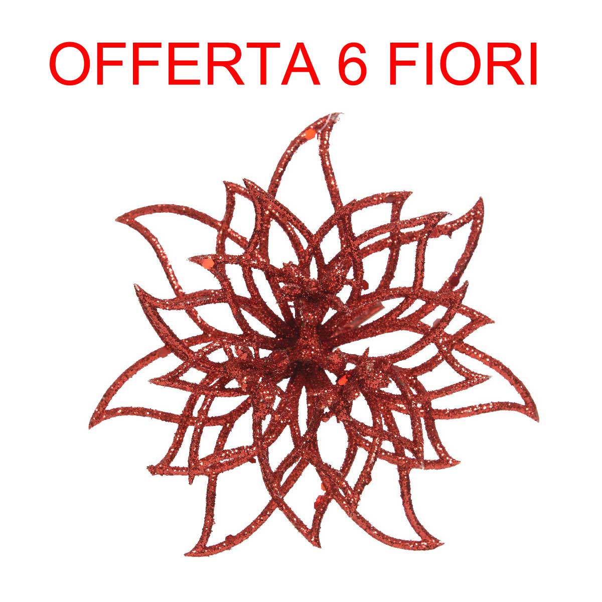 OFFERTA 6 FIORI APPENDIBILI ROSSO 14X5CM