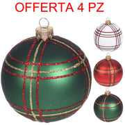 OFFERTA 4 PALLINE DI VETRO SCOZZESE 10 CM ASSORTITE
