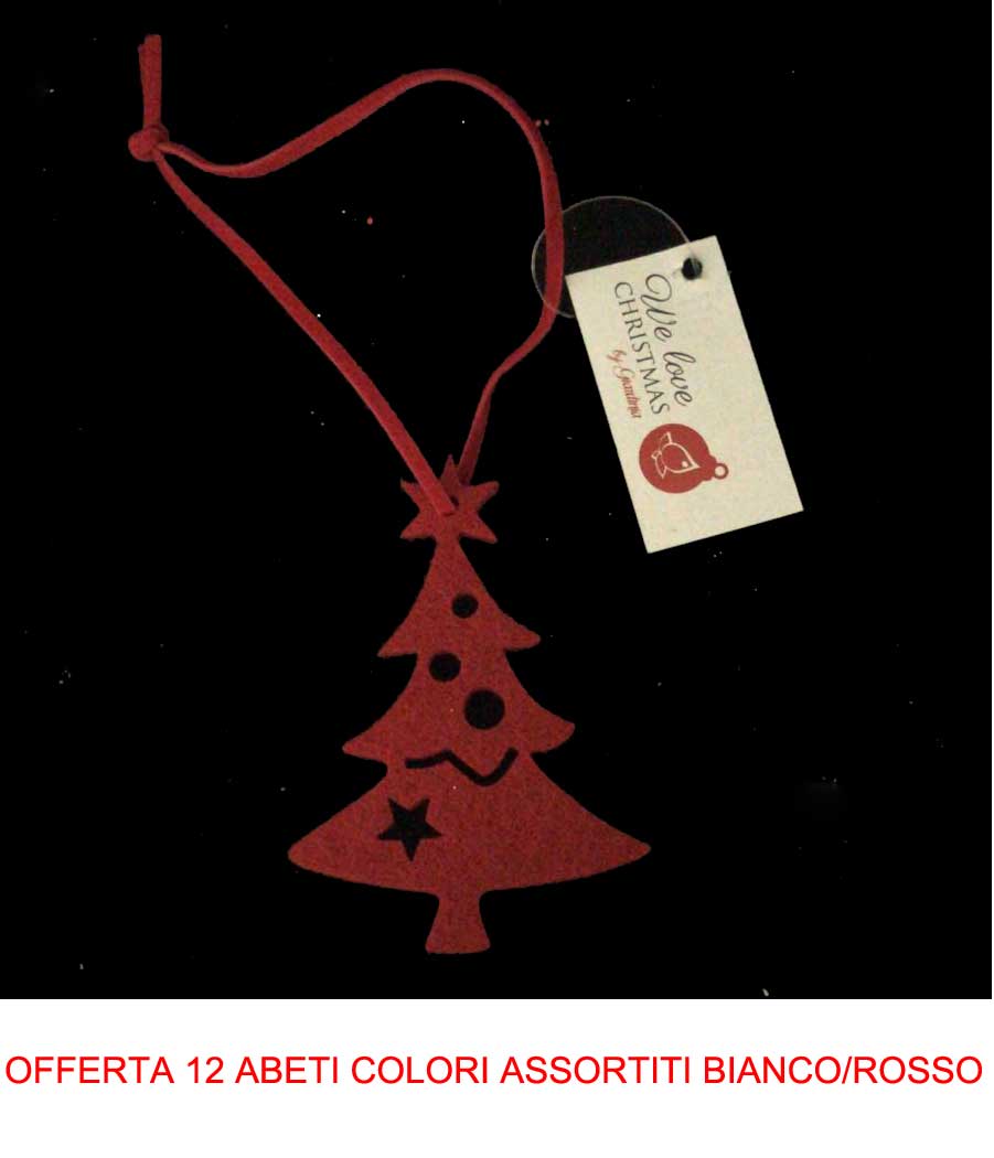 OFFERTA 12 ABETI 8CM IN PANNO LENCI APPENDIBILI ASSORTITI