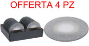 OFFERTA 4 SOTTO CANDELA 15CM IN VETRO CON GLITTER ARGENTO