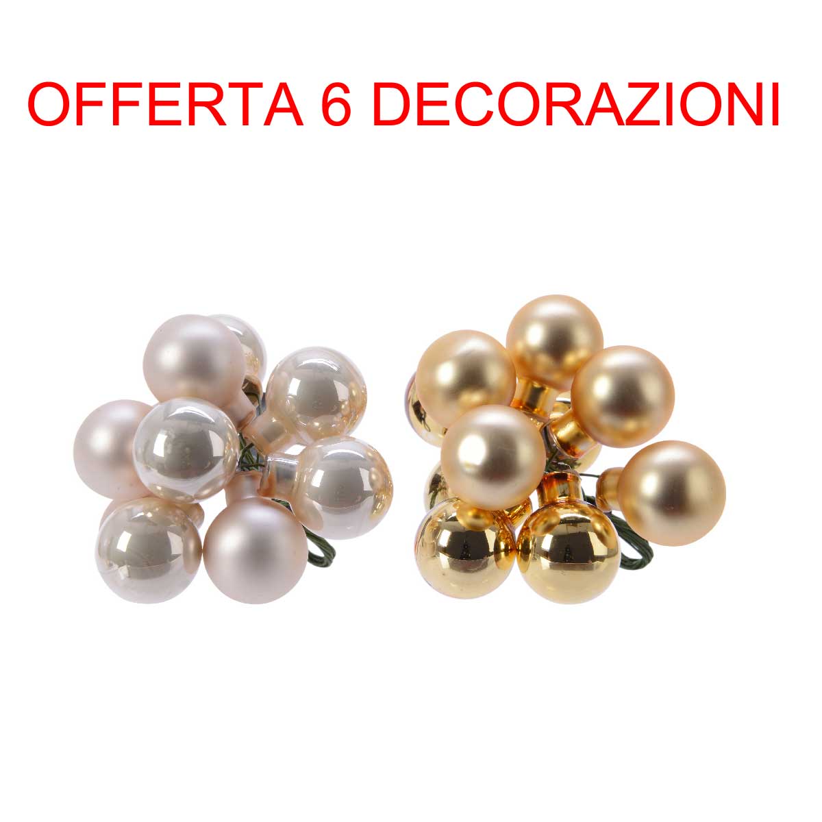 6 DECORAZIONI APPENDIBILI 2CM ORO/ARGENTO ASSORTITE