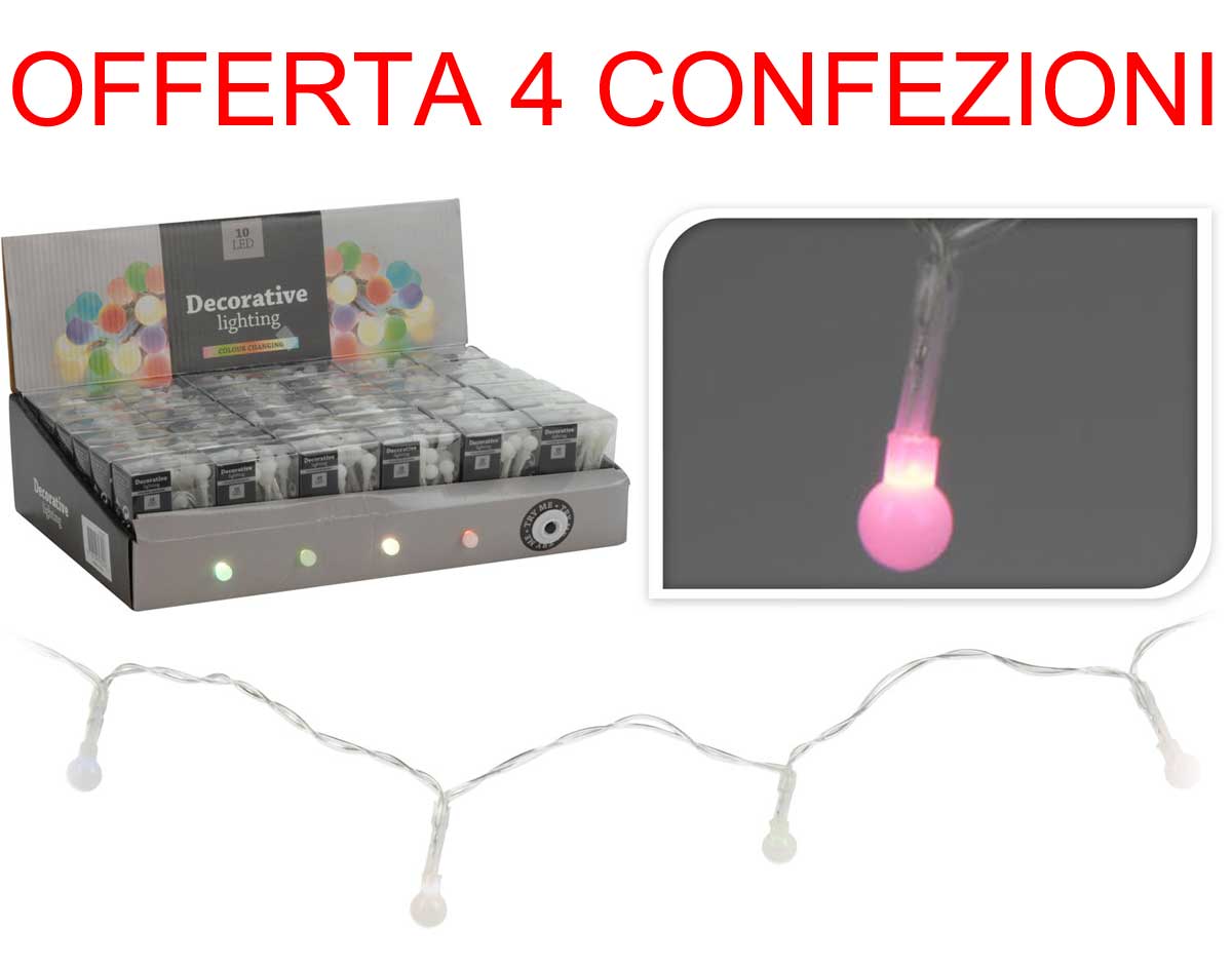 OFFERTA 4 CONFEZIONI DA 10 LED MULTICOLOR BATTERIA