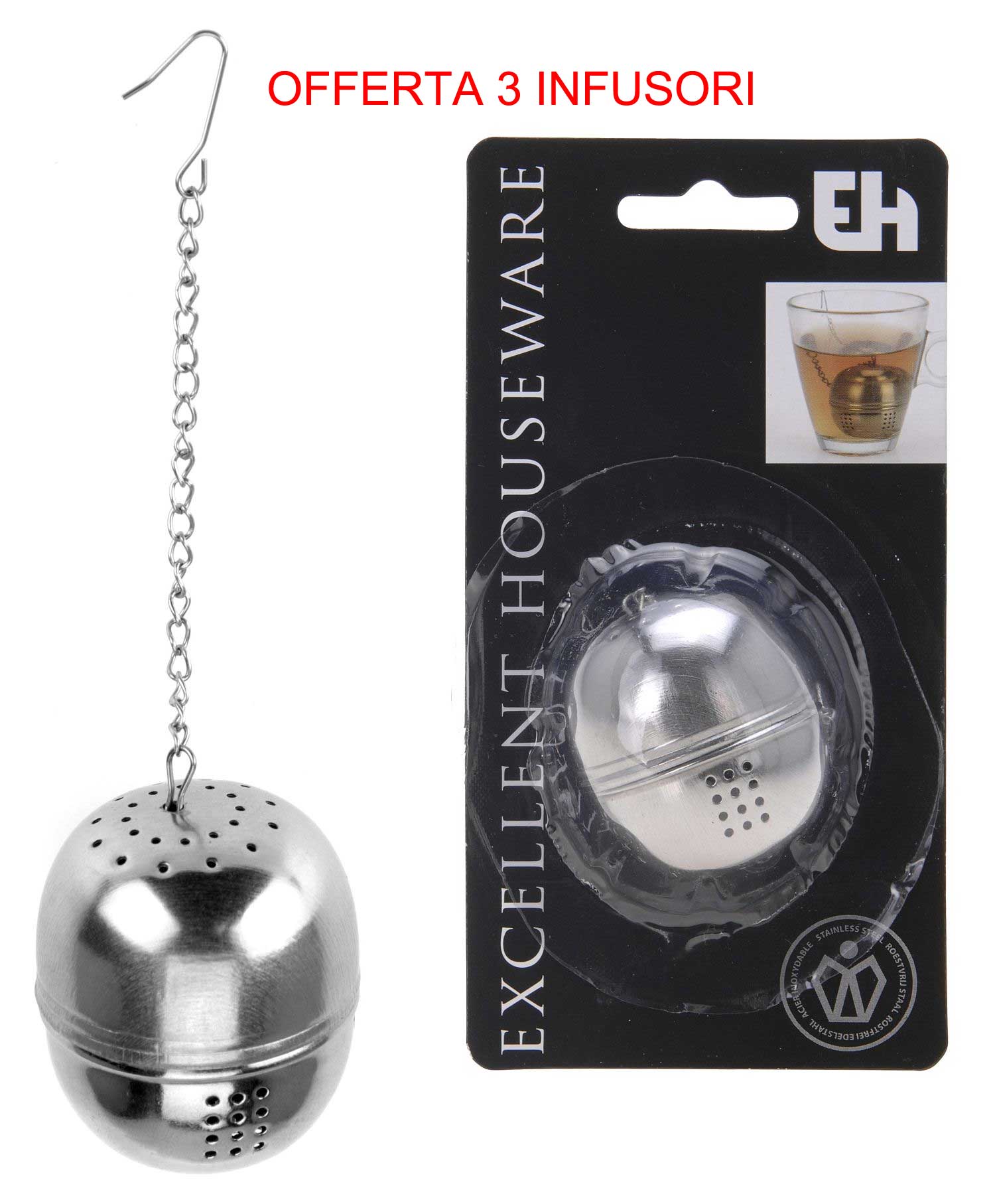 OFFERTA 3 FILTRI INFUSORE DA THE IN INOX