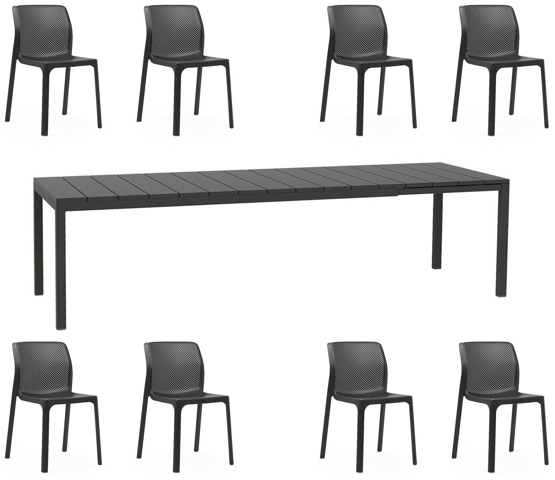 ANGEBOT: AUSZIEHBARER RIO-TISCH 210/280 CM + 8 BIT-STÜHLE IN IHRER FARBWAHL
