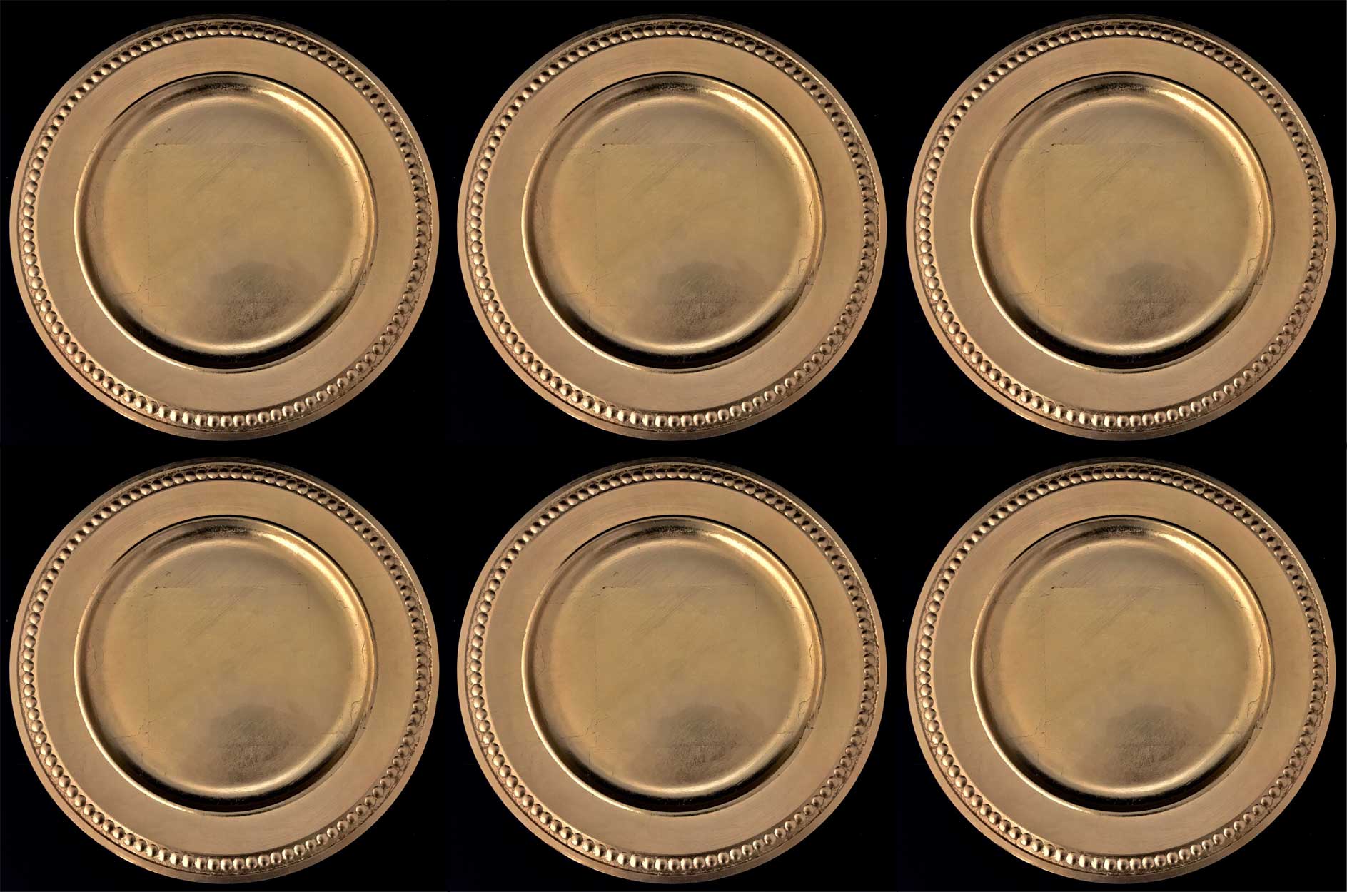 6 SOTTOPIATTI CIRCOLARI EFFETTO SFERE ORO 33CM