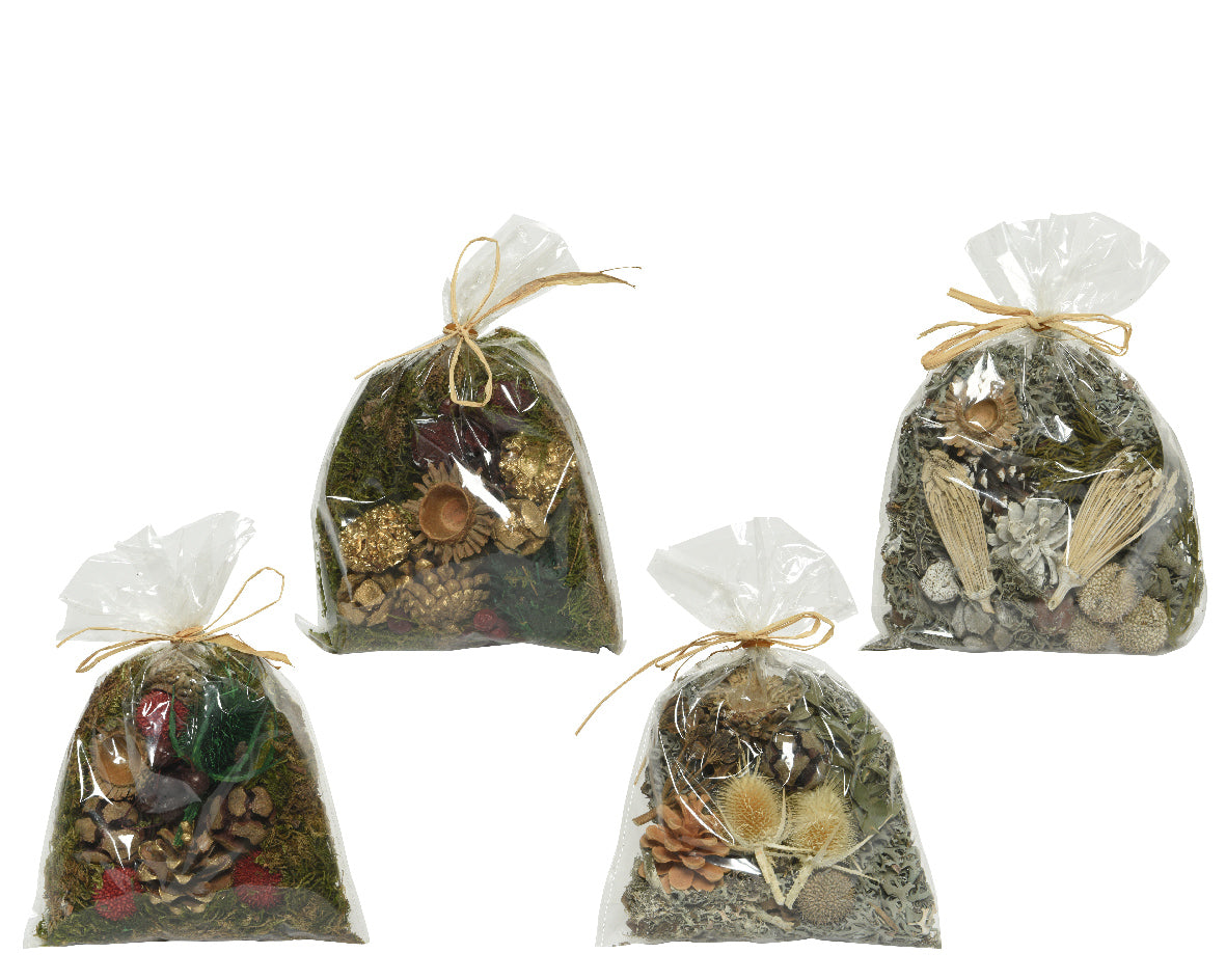 1 CONEZIONE REGALO CON FIORI SECCHI DECORARTIVI MODELLO ASSORTITO