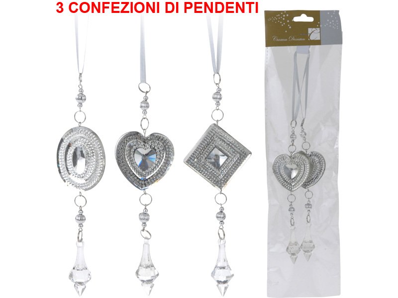 OFFERTA 3 CONFEZIONI DI PENDENTI ARGENTO NATALIZI APPENDIBILI ASSORTITI