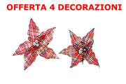 OFFERTA 4 FIORI GAMBO CORTO ROSSO SCOZZESE CON GLITTER ASSORTITI