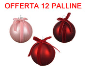 OFFERTA 12 PALLINE DI NATALE 8CM ROSSO/BORDEAUX/ROSA CIPRIA ASSORTITA