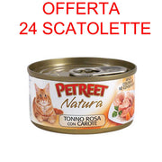OFFERTA 24 SCATOLETTE CIBO UMIDO GATTO ADULTO NATURA TONNO ROSA/CAROTE 70GR
