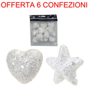 OFFERTA 6 CONFEZIONI PENDENTI ASSORTITI BIANCHI 4 CM