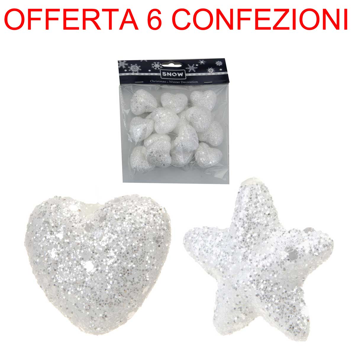 OFFERTA 6 CONFEZIONI PENDENTI ASSORTITI BIANCHI 4 CM