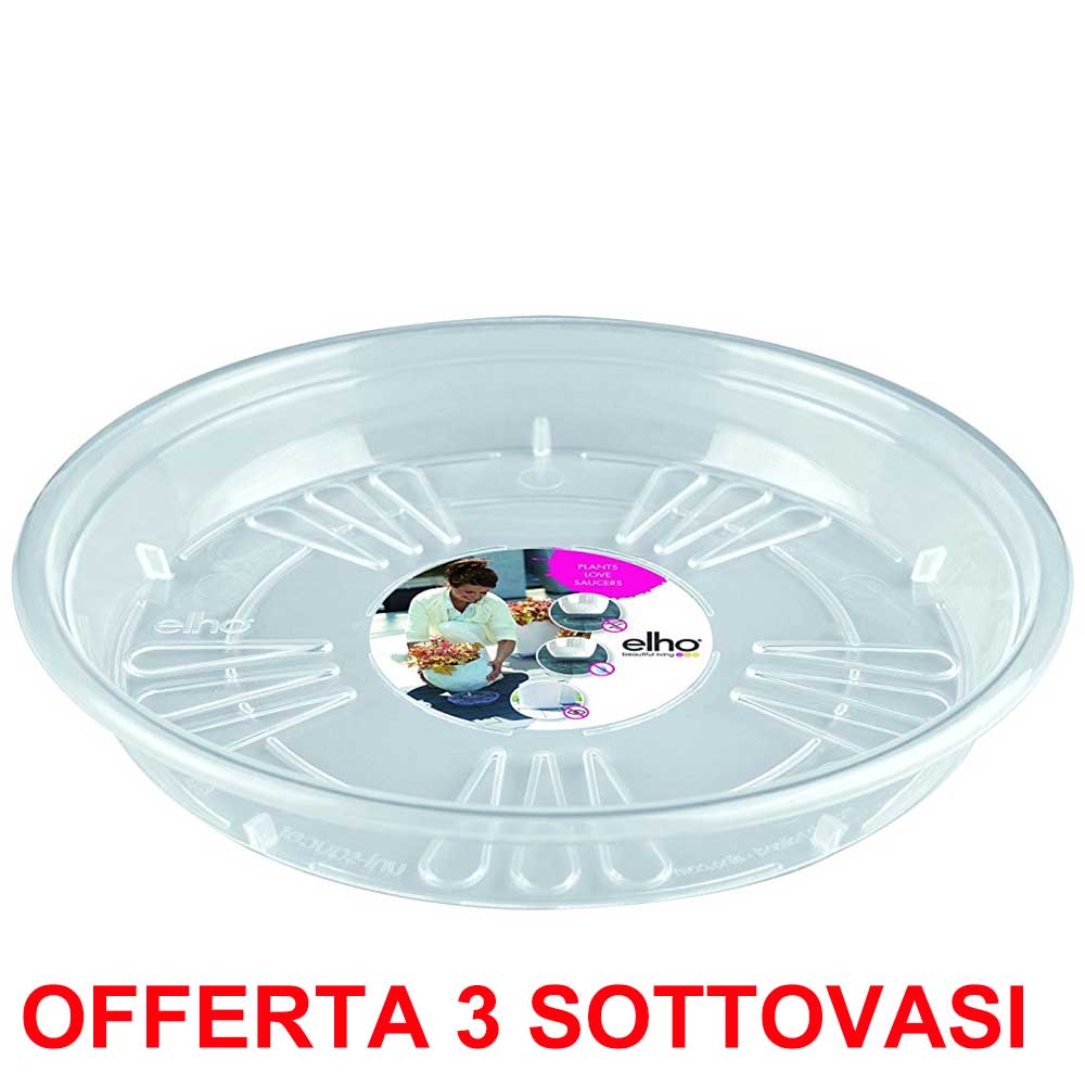 OFFERTA 3 SOTTOVASO TRASPARENTE UNI-SAUCER ROUND 25CM
