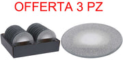 OFFERTA 3 SOTTO CANDELA 20CM IN VETRO CON GLITTER ARGENTO