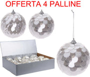 OFFERTA 4 PALLINE 10CM ARGENTO EFFETTO SPECCHIO