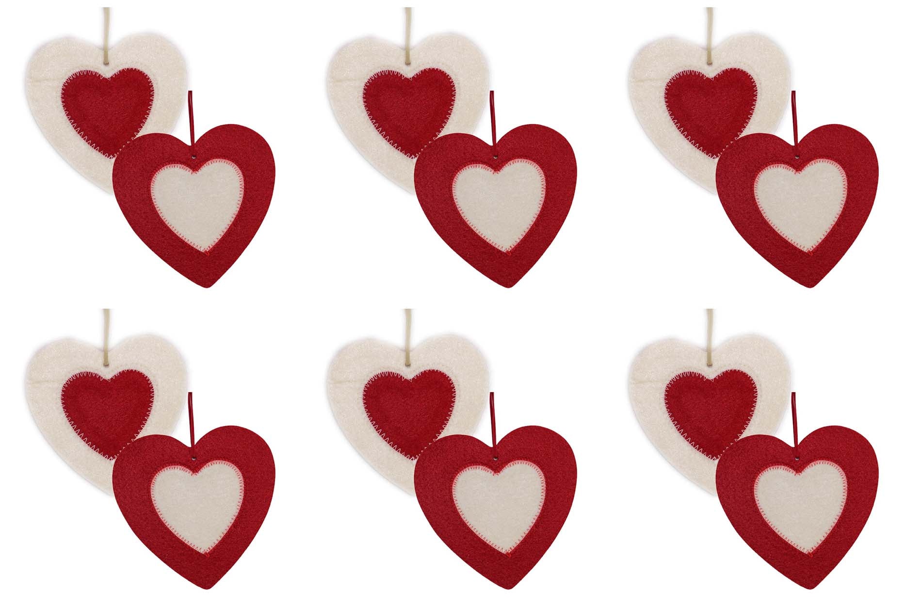 OFFERTA 12 CUORI 10CM IN PANNO LENCI APPENDIBILI ASSORTITI