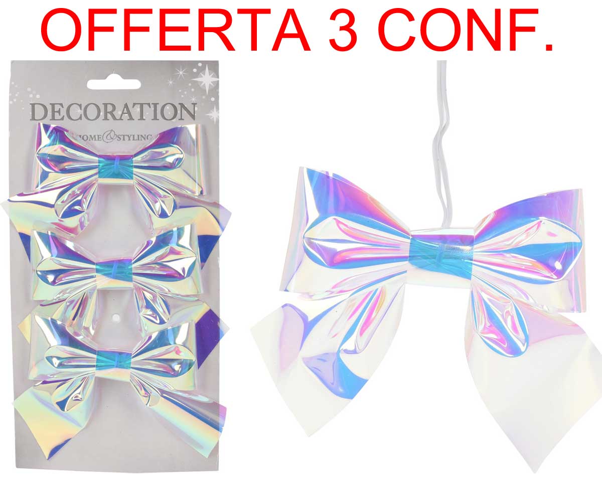 OFFERTA 3 CONFEZIONI DI FIOCCHI IRIDESCENTI 13CM
