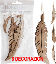 OFFERTA 6 PIUME IN LEGNO 15CM