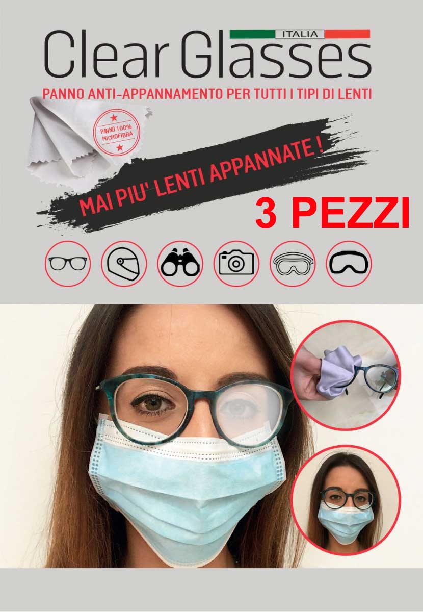 OFFERTA 3 PANNI ANTI-APPANNAMENTO PER TUTTI I TIPI DI LENTI CLEAR GLASSES