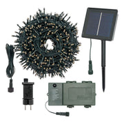 CATENA LUMINOSA 1000 LED BIANCO CALDO FILO VERDE CON PANNELLO SOLARE