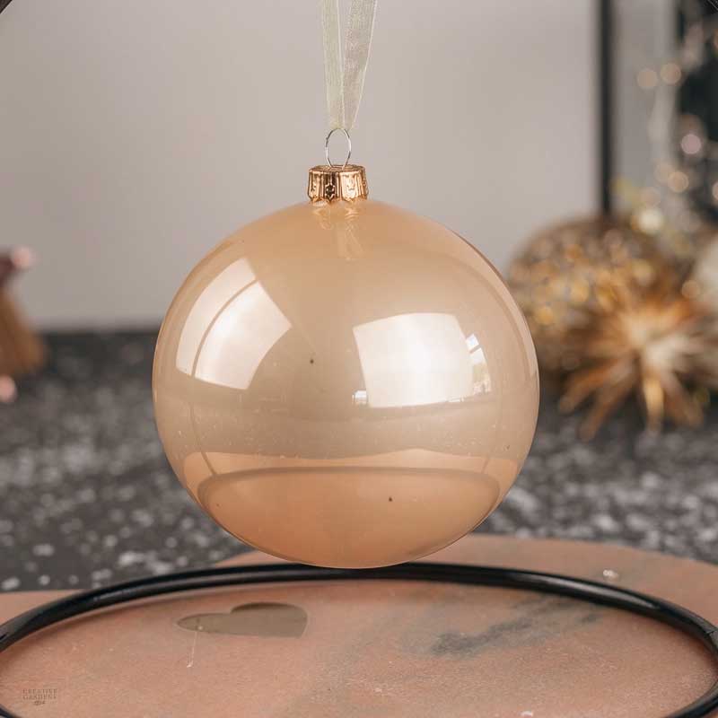 PALLINA DI NATALE IN VETRO PERLA LUCIDO 10CM