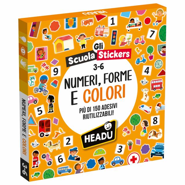 Scuola Stickers Numeri Forme e Colori 3-6 anni Headu