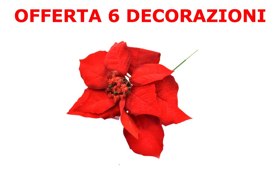 OFFERTA 6 STELLE DI NATALE ROSSE 20 CM GAMBO CORTO