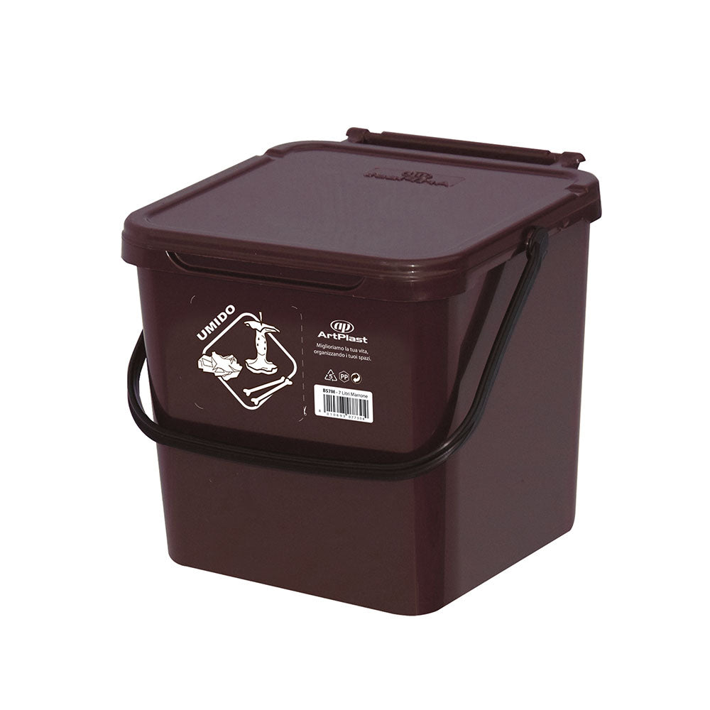 CASSONETTO PER RACCOLTA DIFFERENZIATA MARRONE 7LT