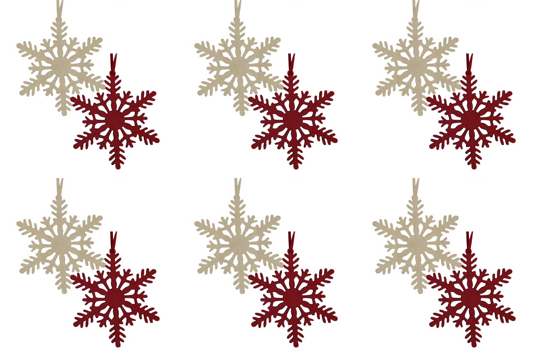 OFFERTA 12 FIOCCHI 8CM ROSSO/BIANCO IN PANNO LENCI APPENDIBILI ASSORTITI