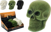 Teschio floccato, altezza 10 cm, modello assortito (verde, nero, bianco)