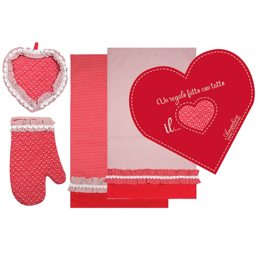 SET DA CUCINA 3 PZ CON CUORI A SCELTA