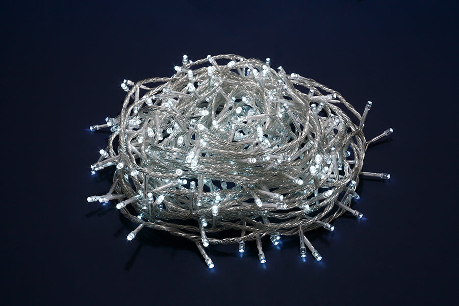 LUCI DI NATALE 300 LED BIANCO / TRASPARENTE 8 GIOCHI DI LUCE