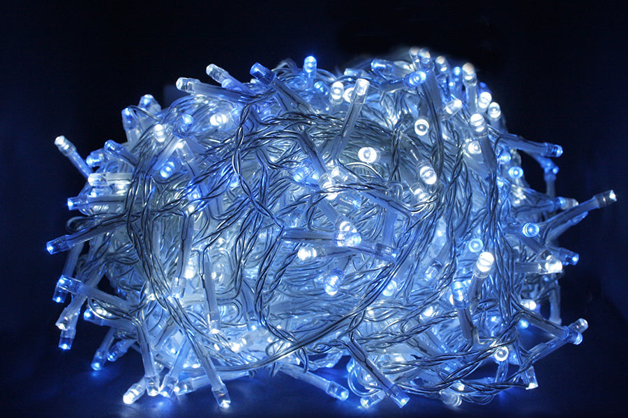 LUCI DI NATALE 300 LED BIANCO / BLU 8 GIOCHI DI LUCE