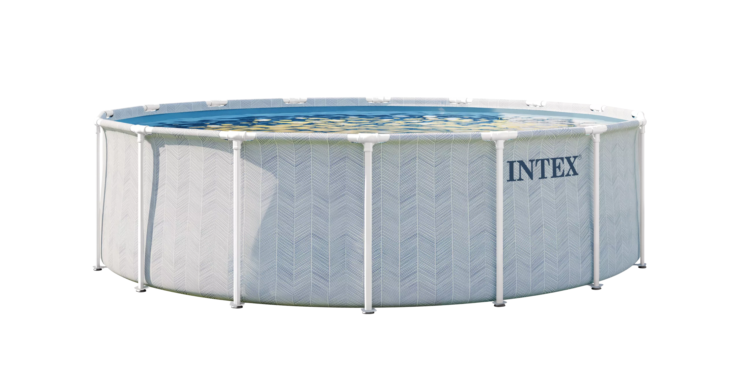 Piscina Rotonda Prisma Frame Chevron 488cm D x 122cm H Effetto Rigato Azzurro Intex