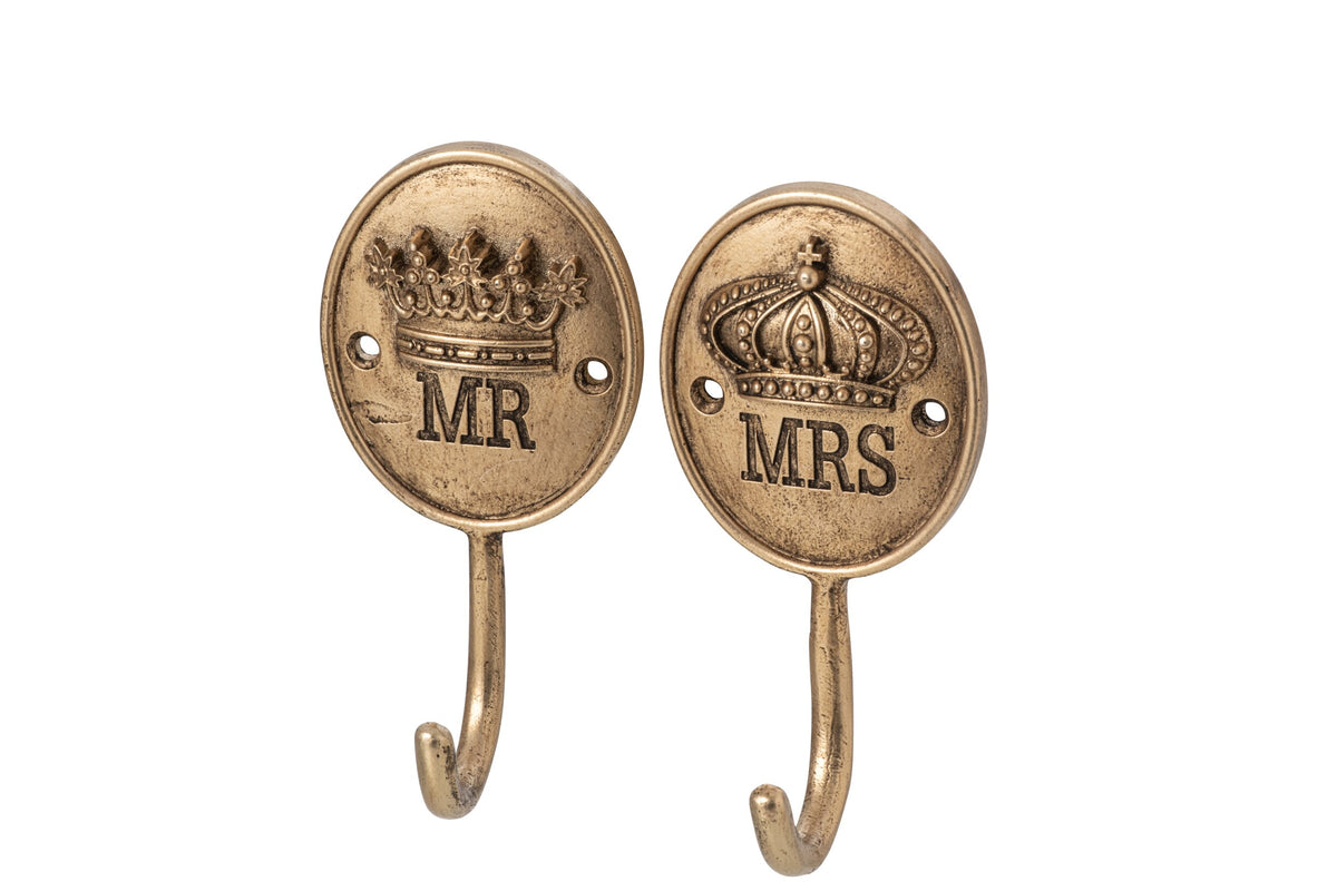 Attaccapanni Mr & Mrs Peltro Oro Assortimento Di 2 12.5 cm Peraga Christmas