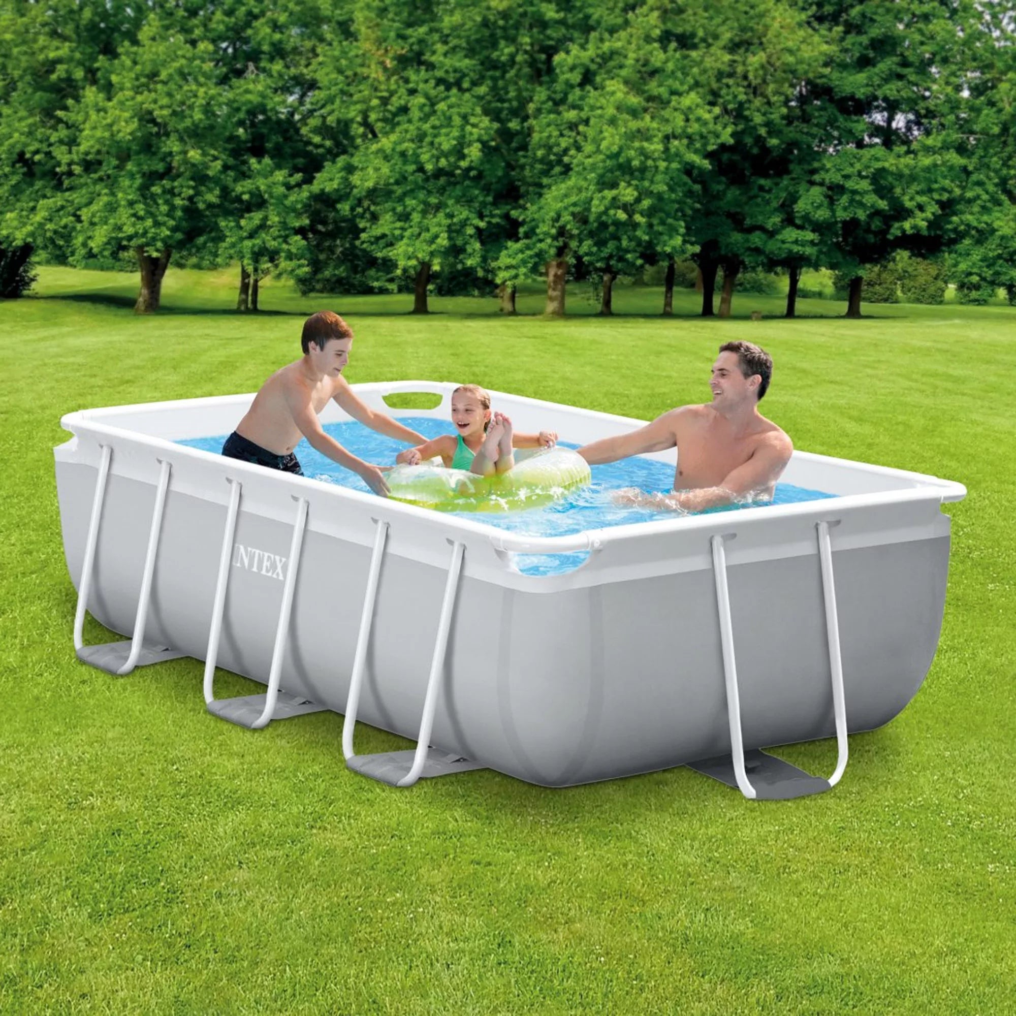 Intex Prisma Frame Rechteckpool 300 cm x 175 cm x 80 cm Grau