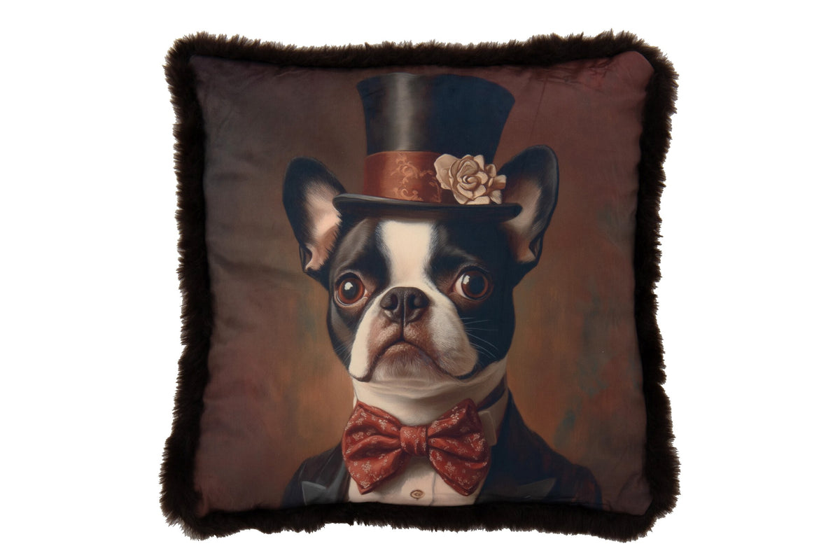 Cuscino Bulldog Cappello Marrone Peraga Christmas