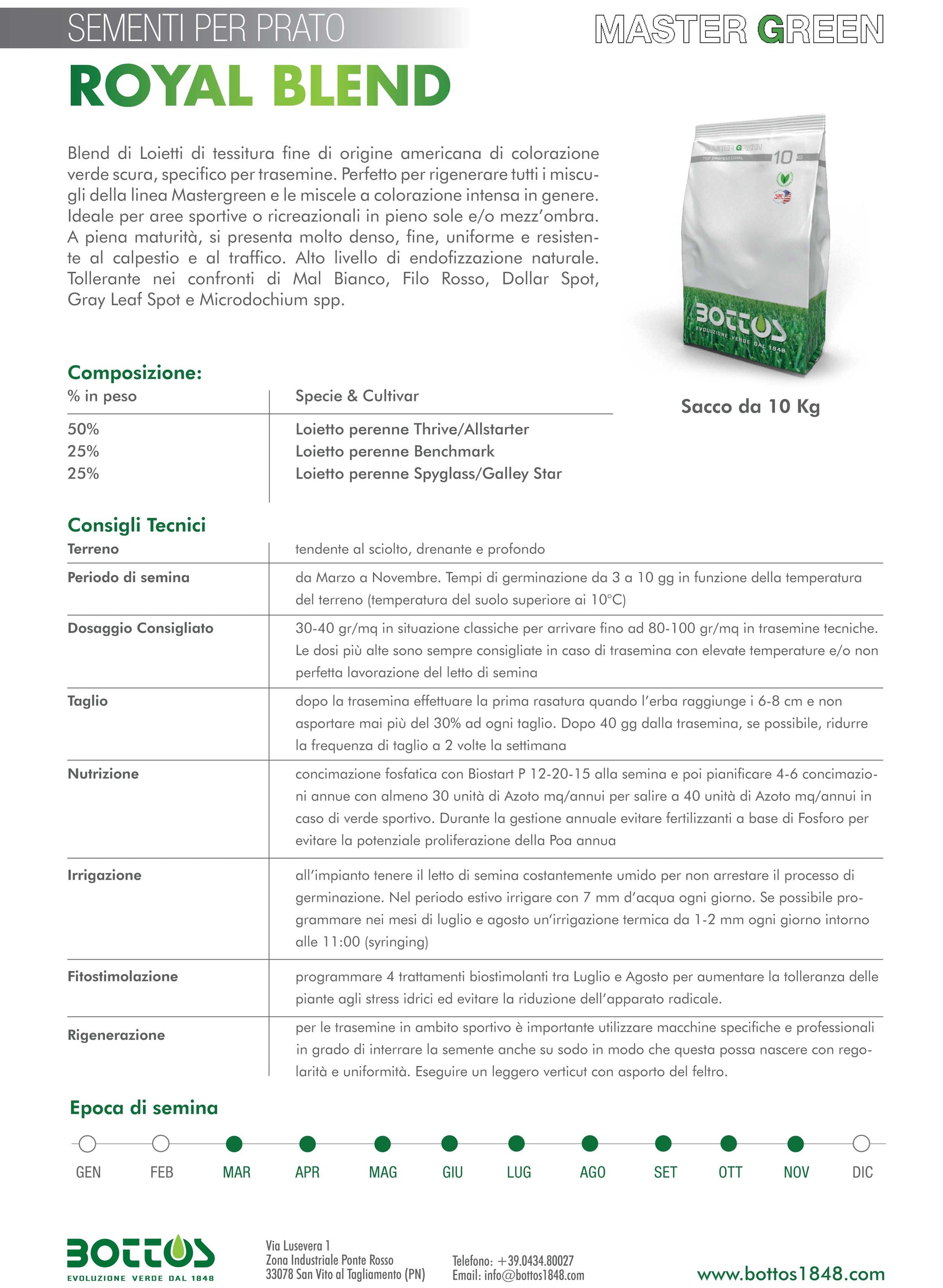 SEMENTI PER PRATO MASTERGREEN ROYAL BLEND 10KG