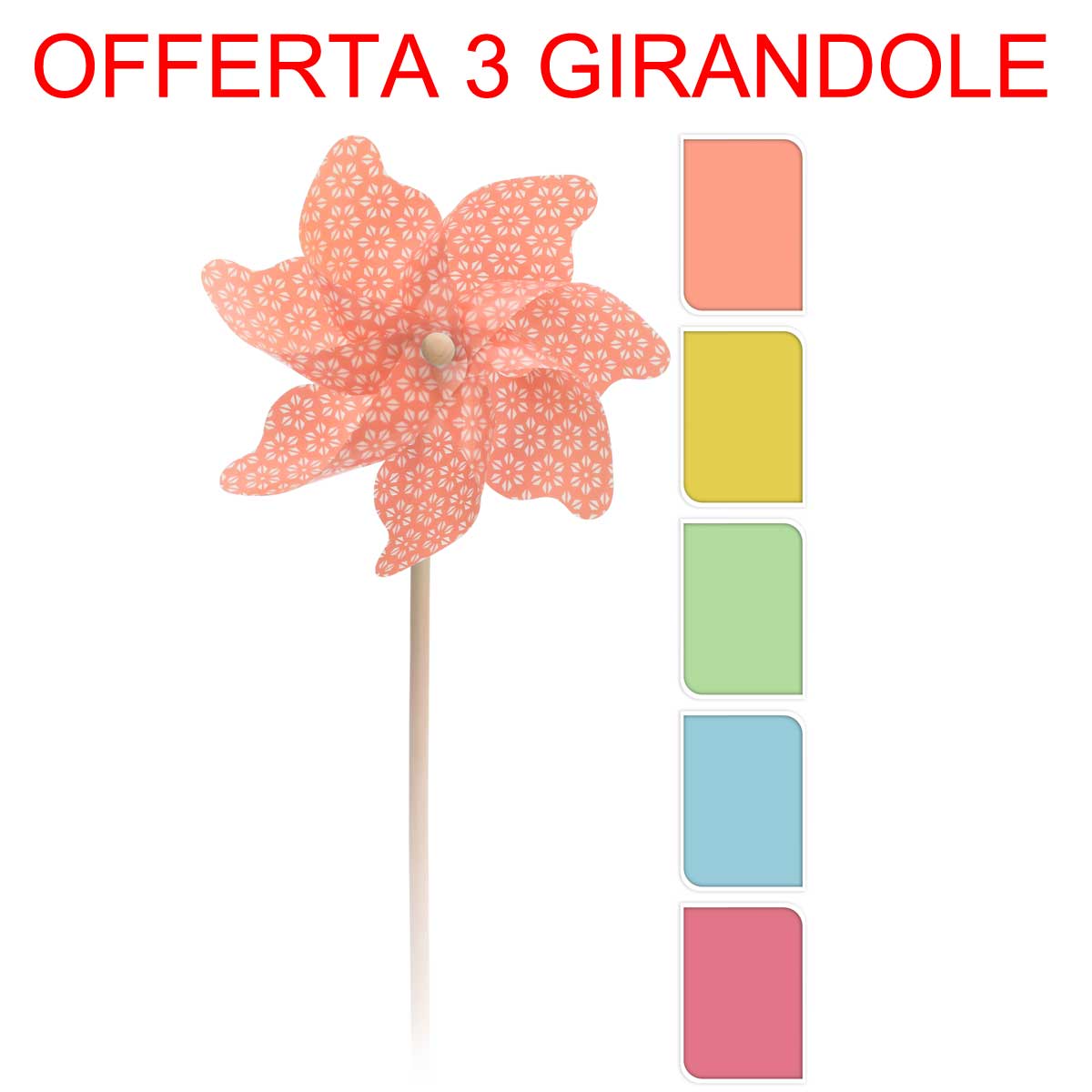 OFFERTA 3 GIRANDOLE A VENTO 55X22CM COLORI ASSORTITI